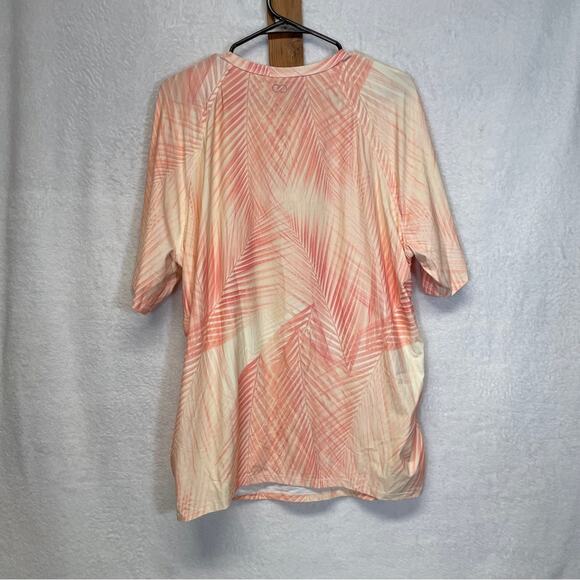 Calia Coral Orange Print Short Sleeve Quarter Zip Rashguard Size 2X - Picture 4 of 8
